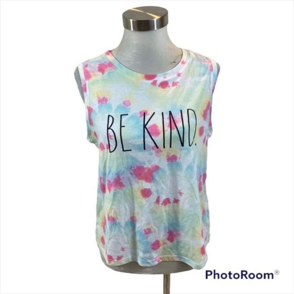 New with Tags Rae Dunn “Be Kind” Tie Dyed Muscle Shirt Size Medium - Picture 4 of 8